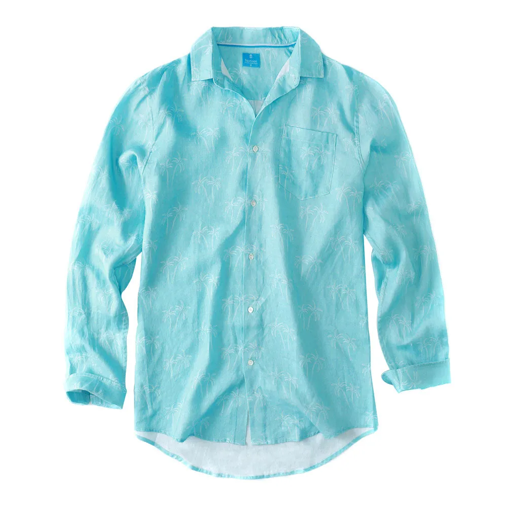 Men's Regular Fit Long Sleeve 100% Linen Shirt