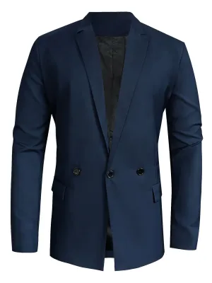 Men's Solid Color V-neck Casual Suit Top