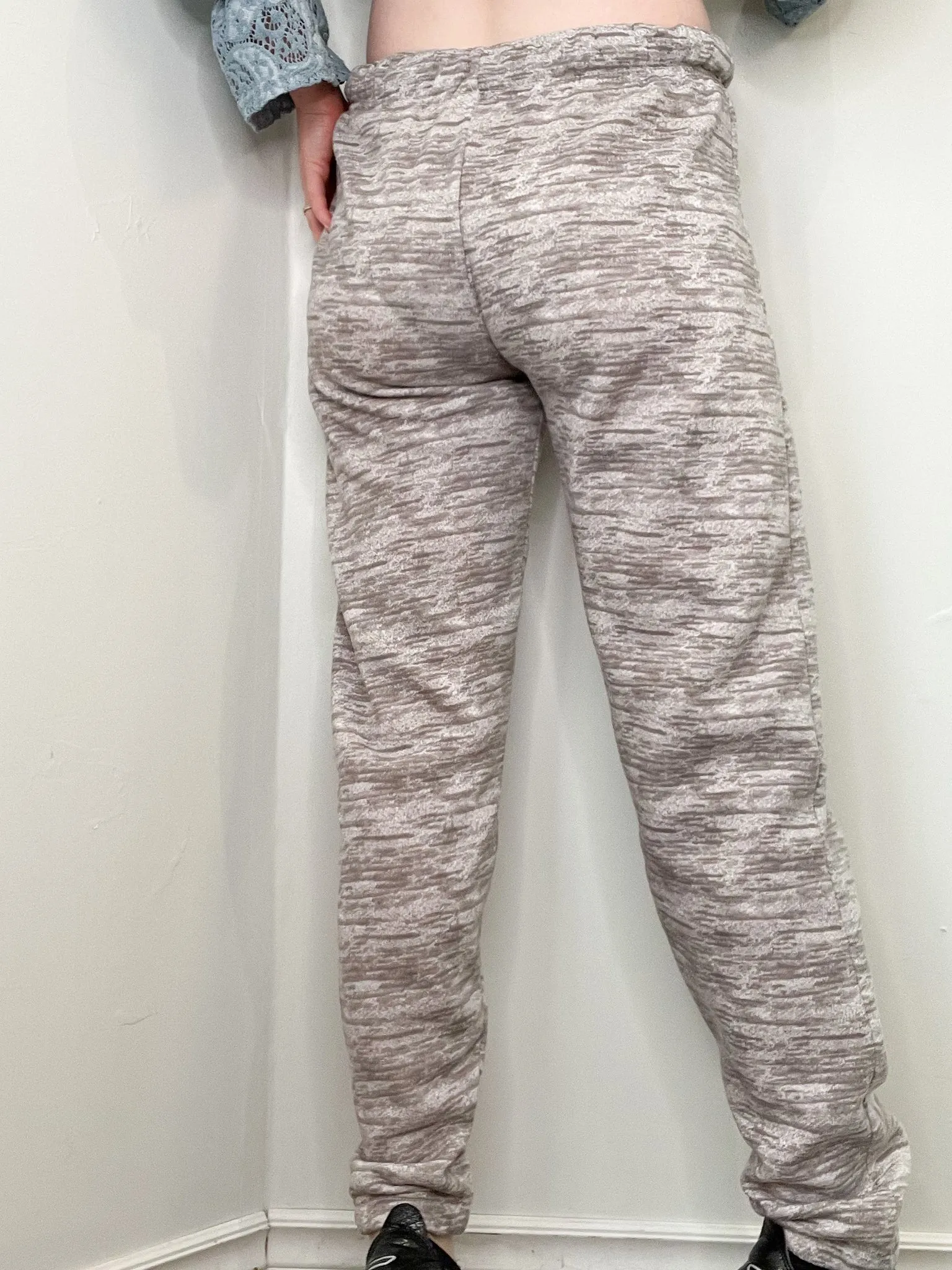 Mikk Athletics Blessed Heathered Taupe High Rise Jogger Fleece Lined Sweatpants - Small