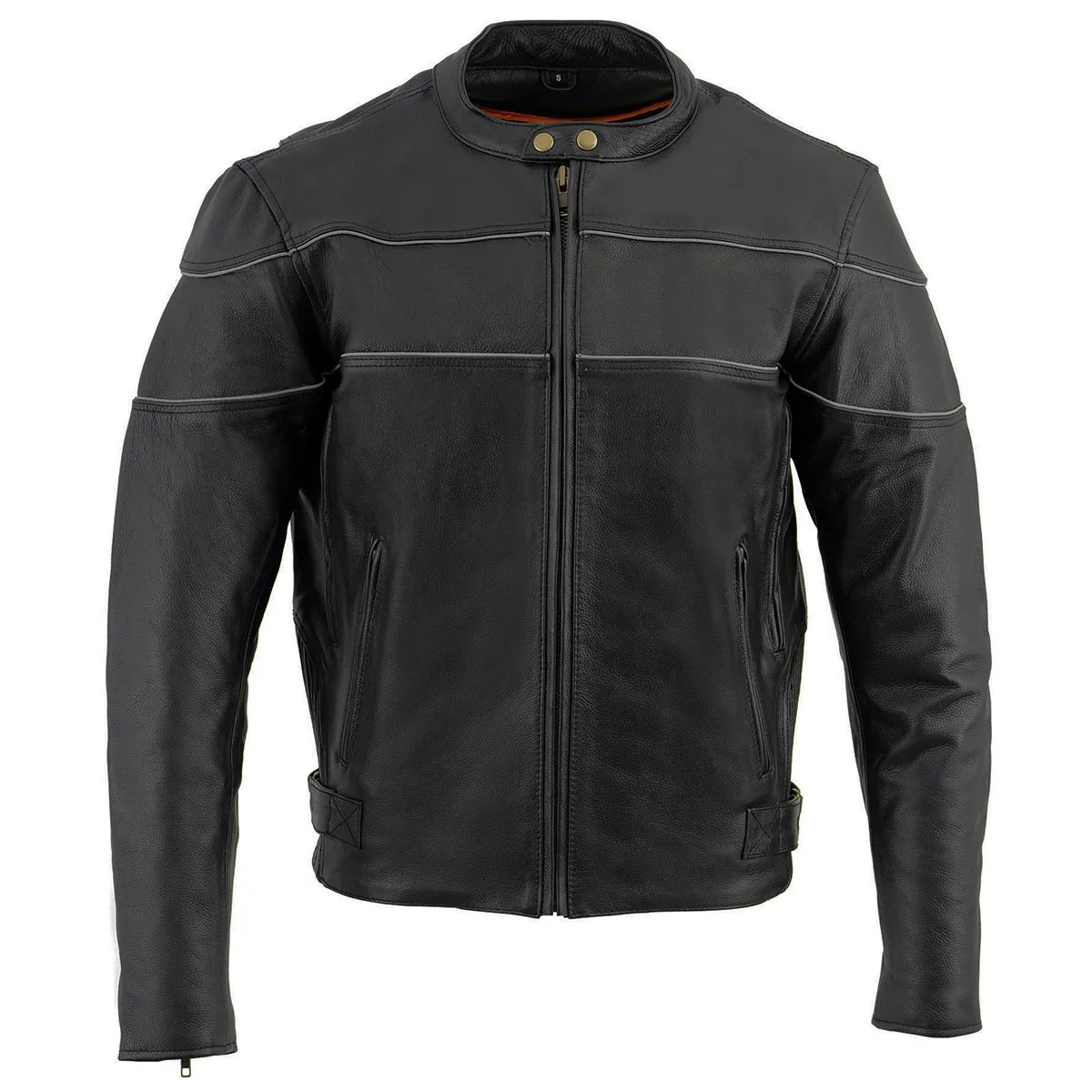 Milwaukee Leather LKM1785 Mens Black Leather Racer Style Motorcycle