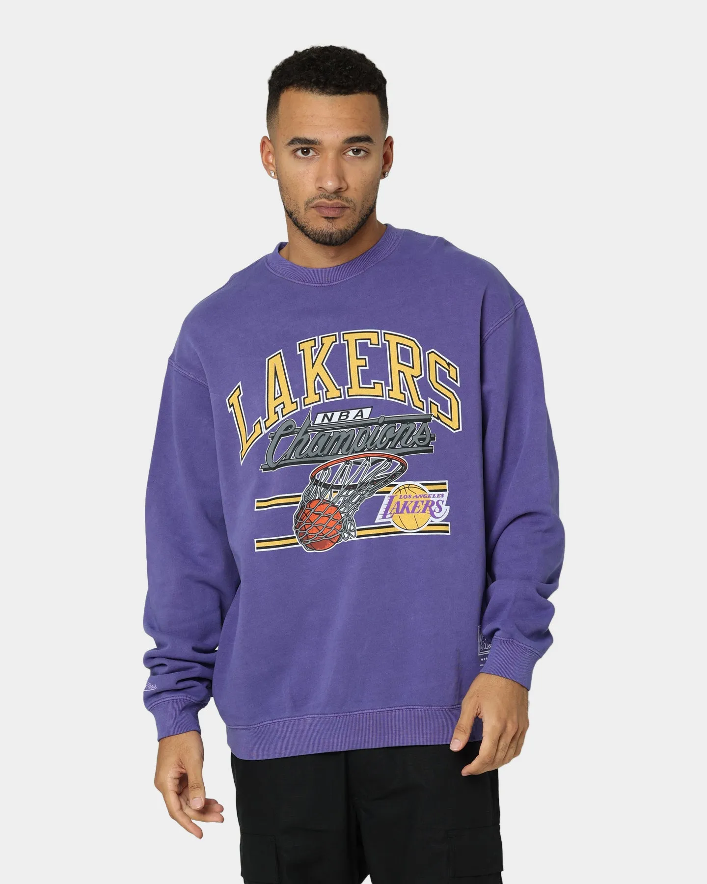 Mitchell & Ness Los Angeles Lakers Hoop Crew Crewneck Faded Purple