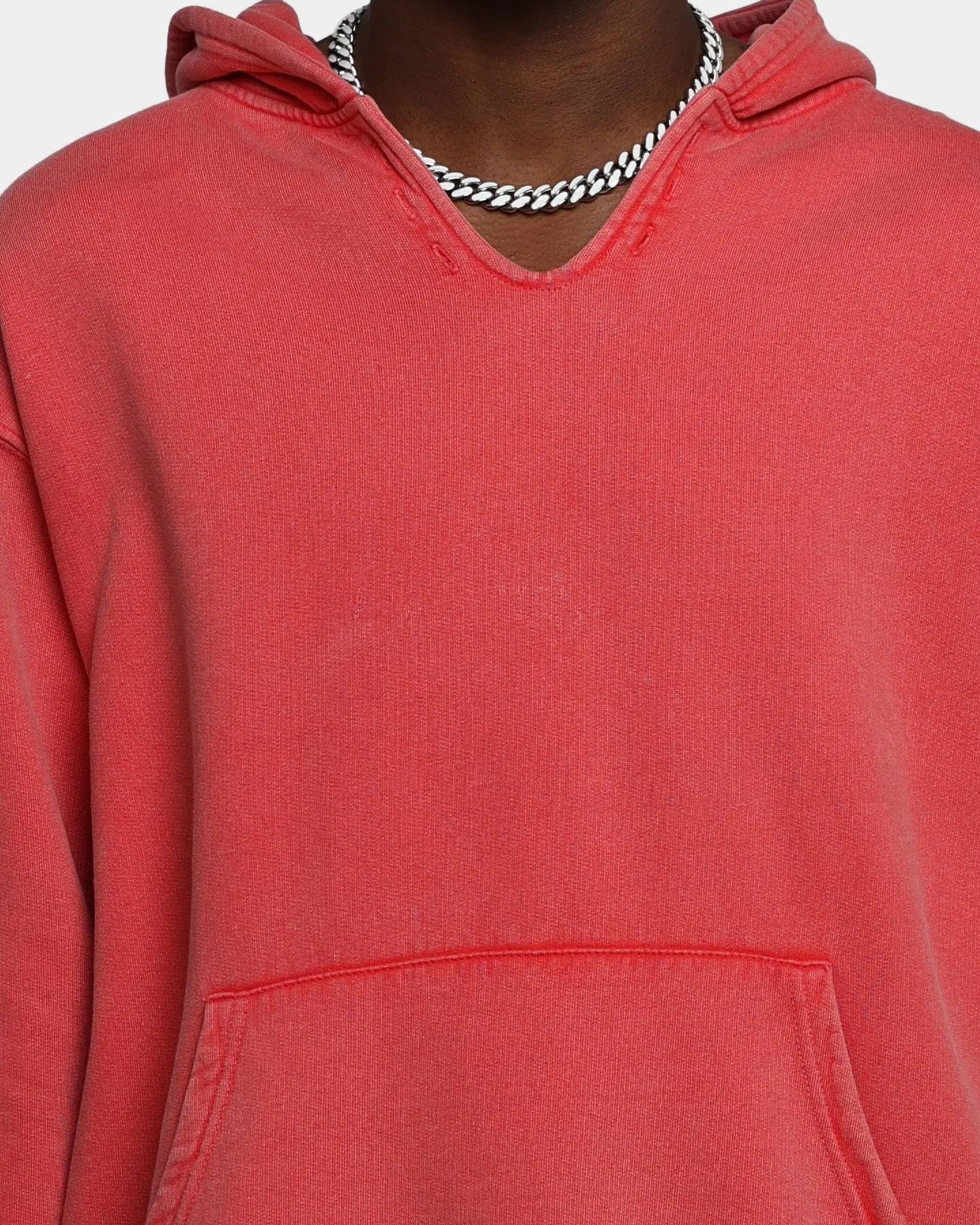 MNML Open Neck Hoodie Vintage Red