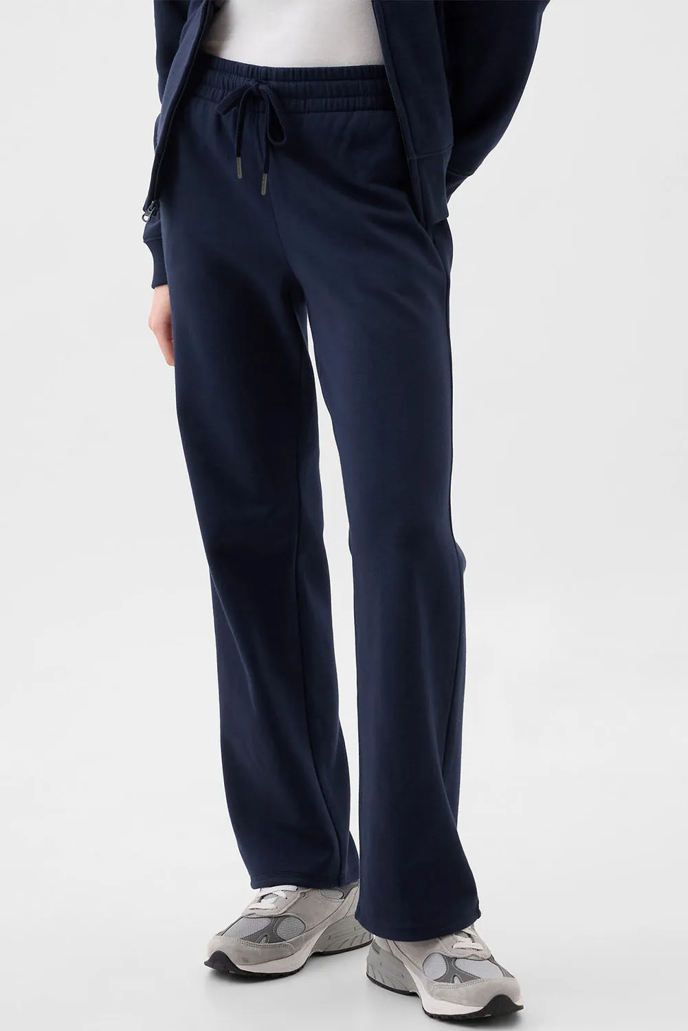 Navy Blue Plain Fleece Lined Drawstring Waist Pants