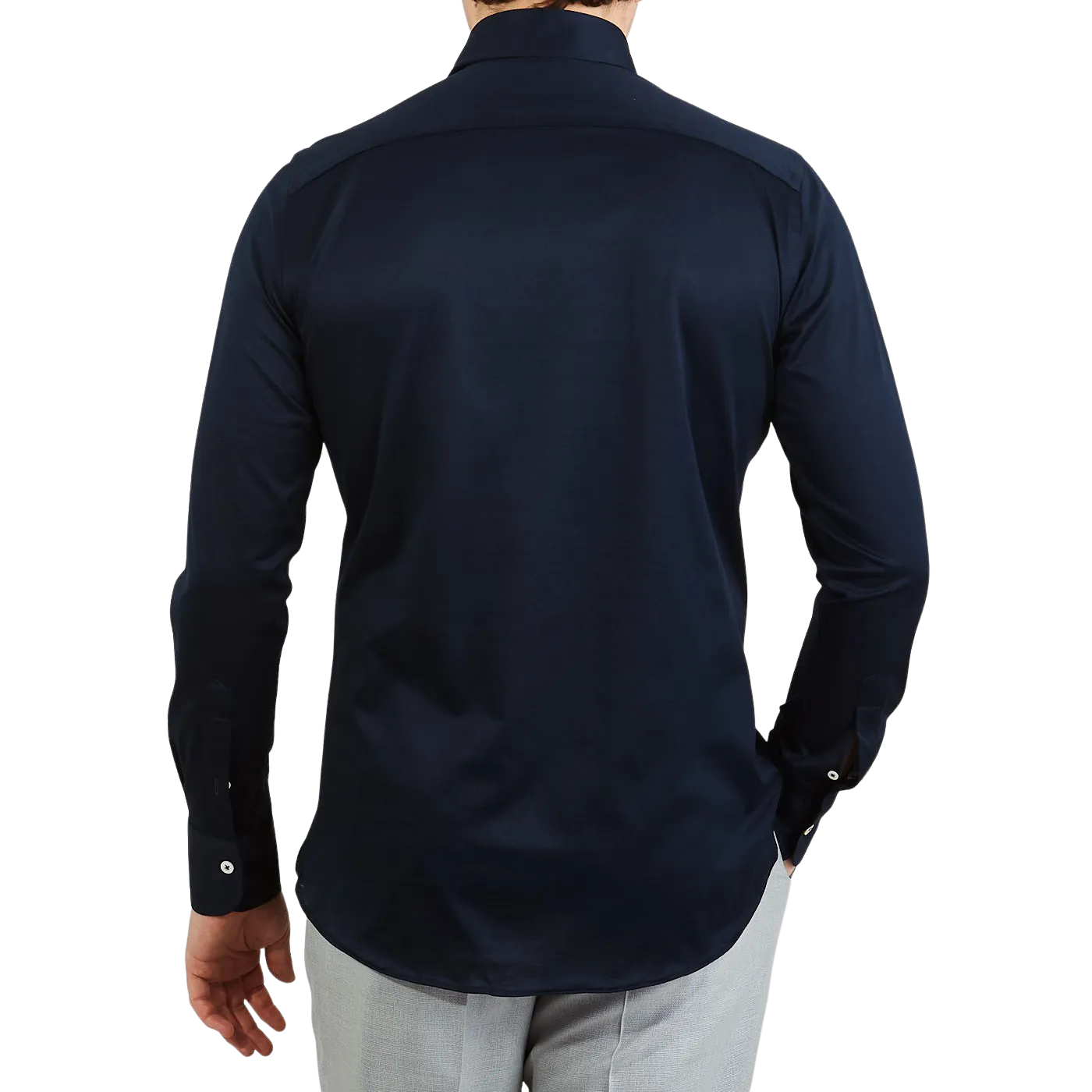 Navy Cotton Jersey Casual Shirt