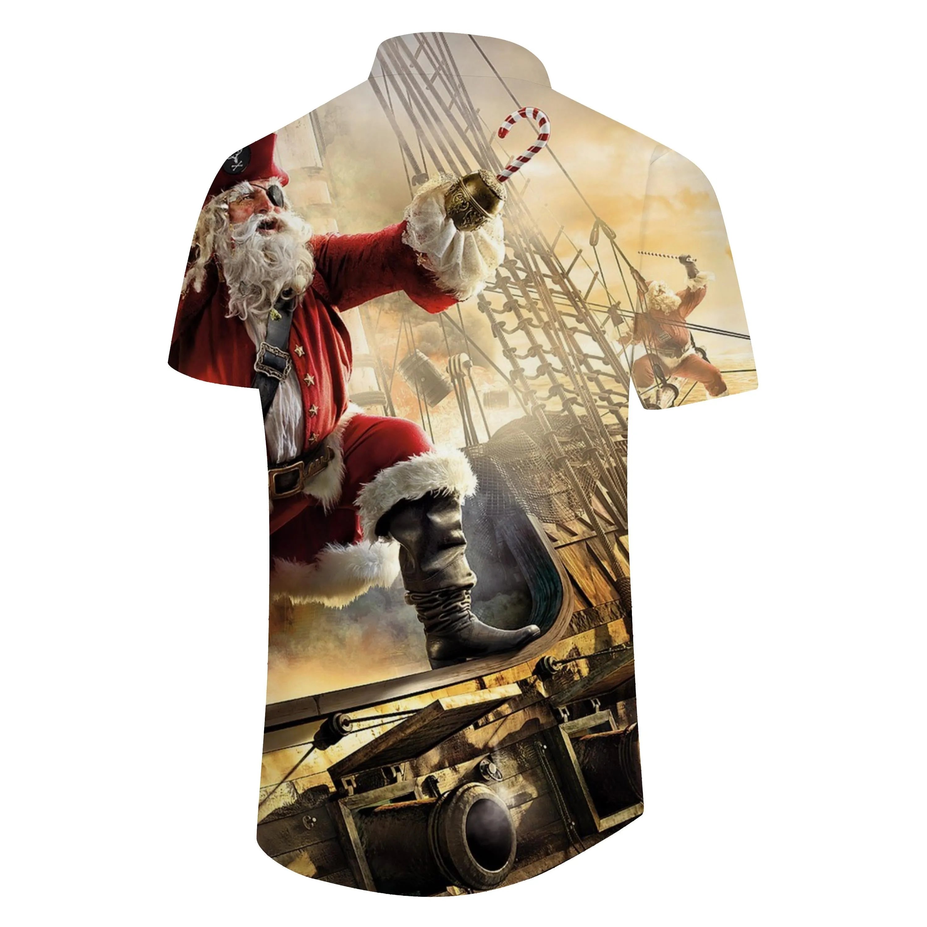 New Santa Claus casual short-sleeved shirt 3d print fashion Christmas shirt men's clothing tops