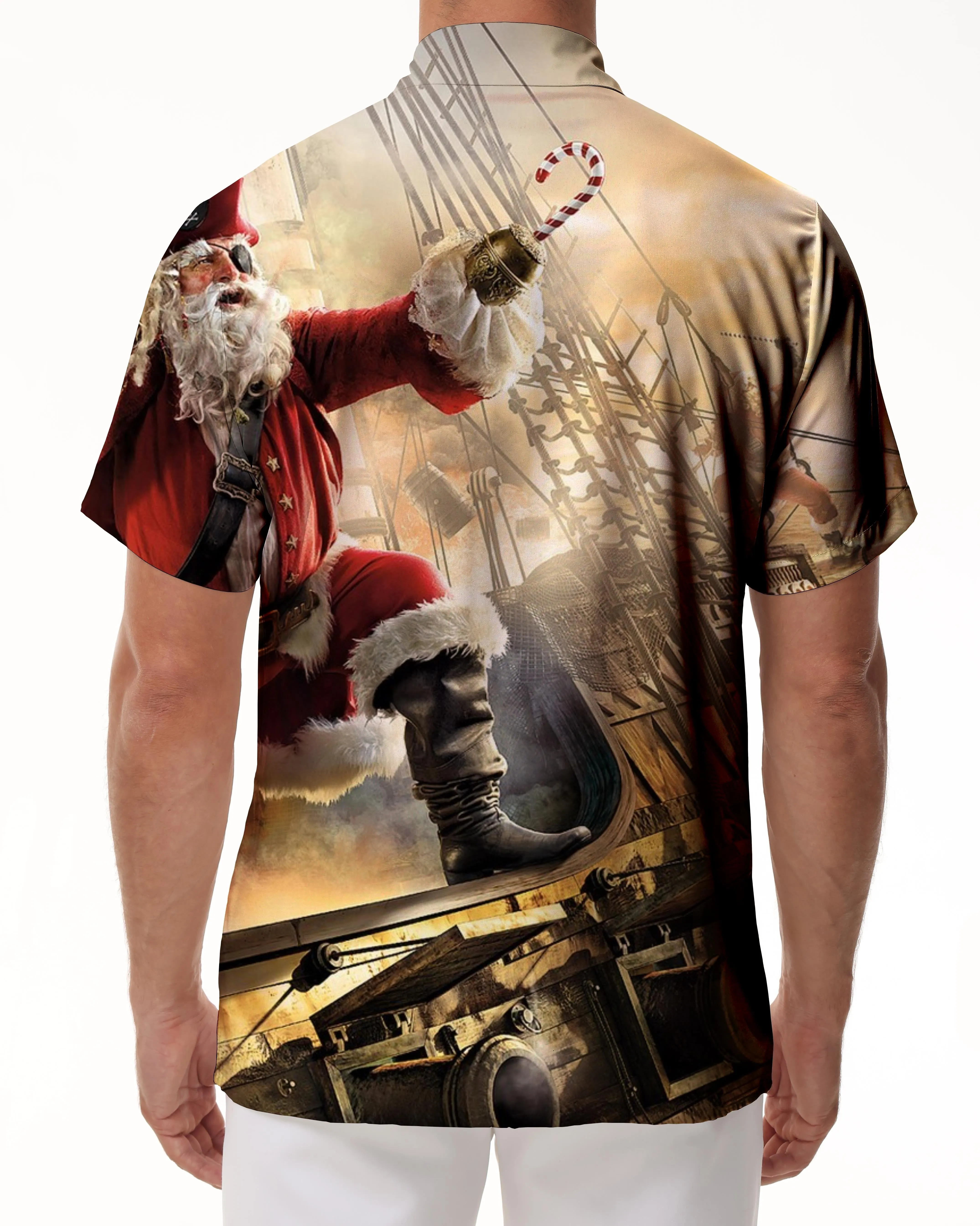 New Santa Claus casual short-sleeved shirt 3d print fashion Christmas shirt men's clothing tops