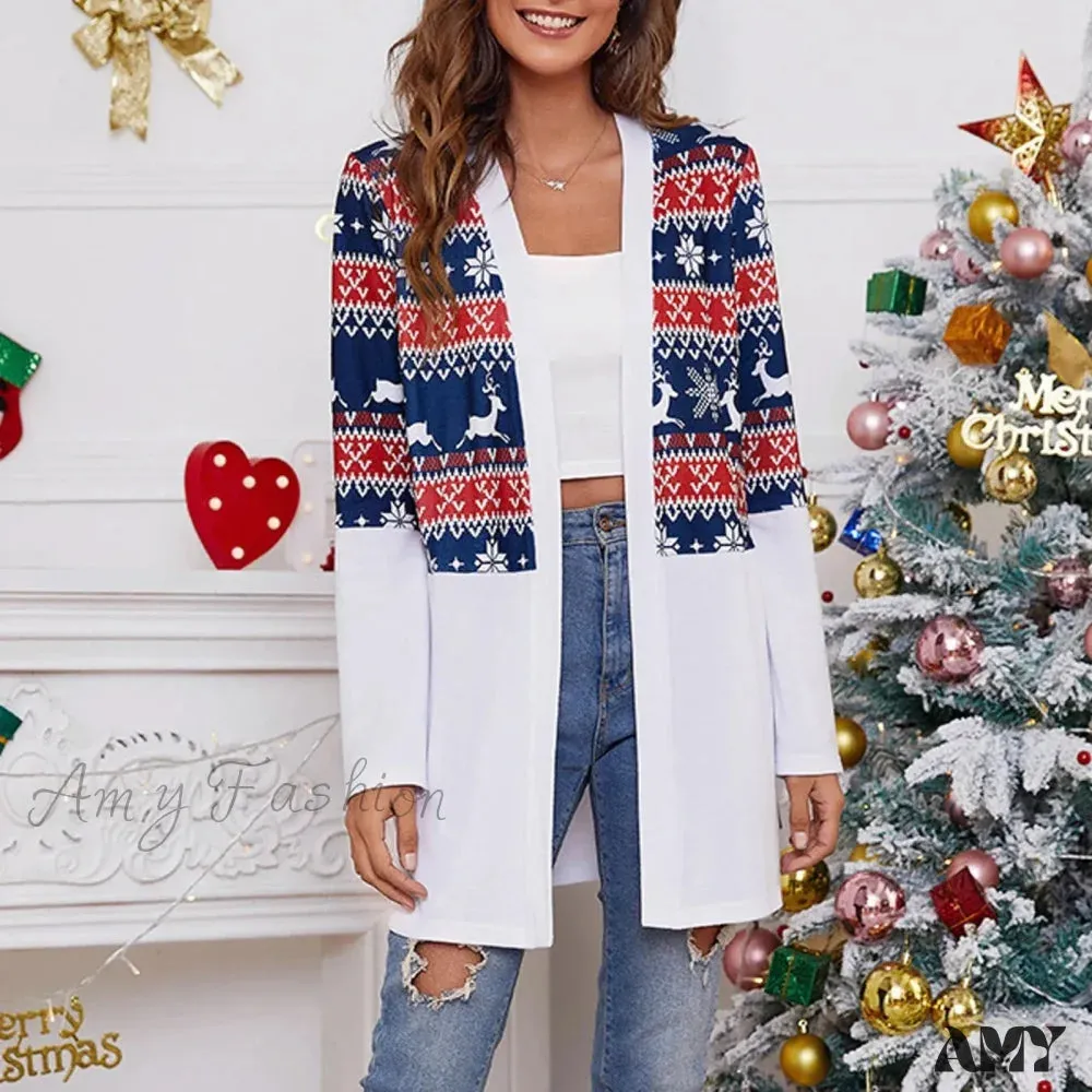 New Year Ladies Casual Long Sleeve Cardigan Christmas Sweater