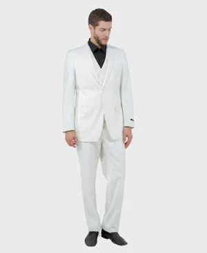 Off White Modern Fit 3-Piece Suit