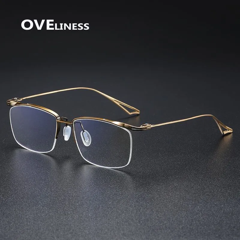 Oveliness Unisex Semi Rim Square Titanium Eyeglasses Actfour