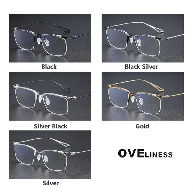 Oveliness Unisex Semi Rim Square Titanium Eyeglasses Actfour