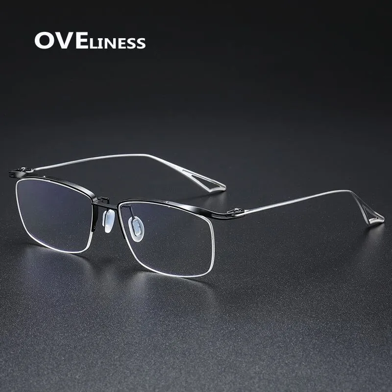 Oveliness Unisex Semi Rim Square Titanium Eyeglasses Actfour