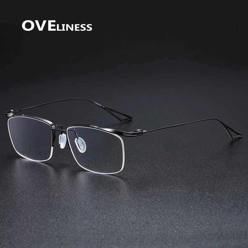 Oveliness Unisex Semi Rim Square Titanium Eyeglasses Actfour