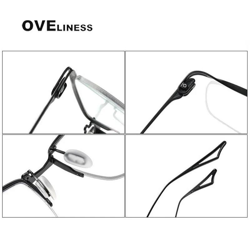 Oveliness Unisex Semi Rim Square Titanium Eyeglasses Actfour