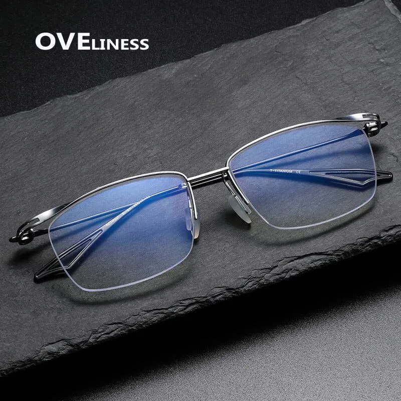 Oveliness Unisex Semi Rim Square Titanium Eyeglasses Actfour