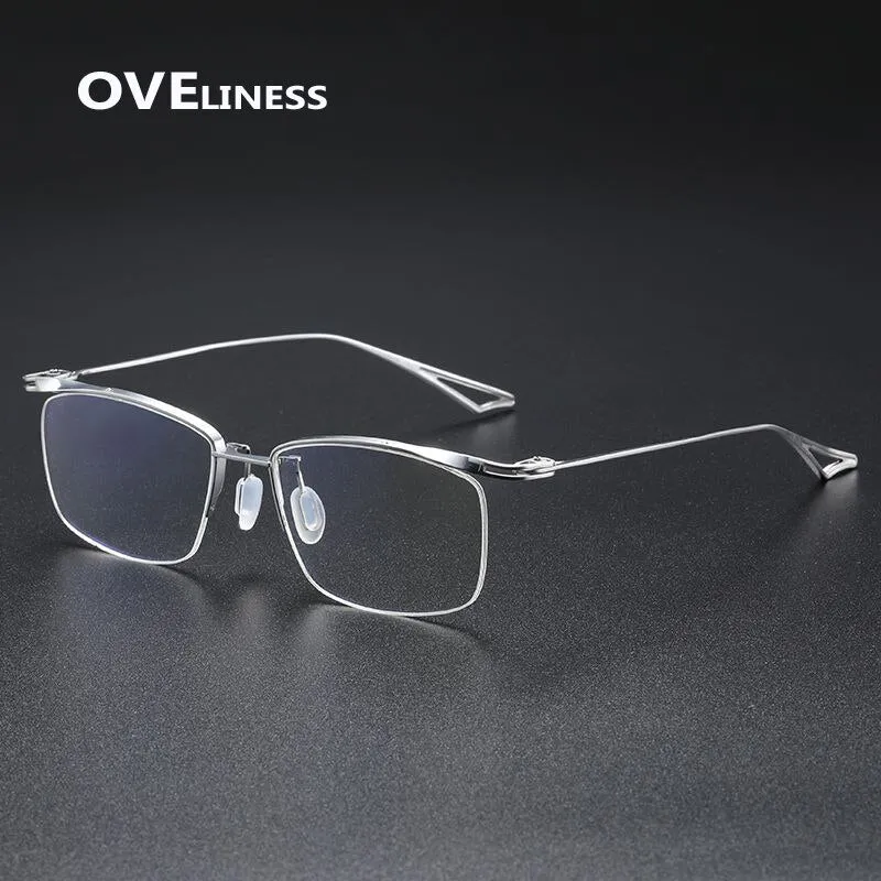 Oveliness Unisex Semi Rim Square Titanium Eyeglasses Actfour