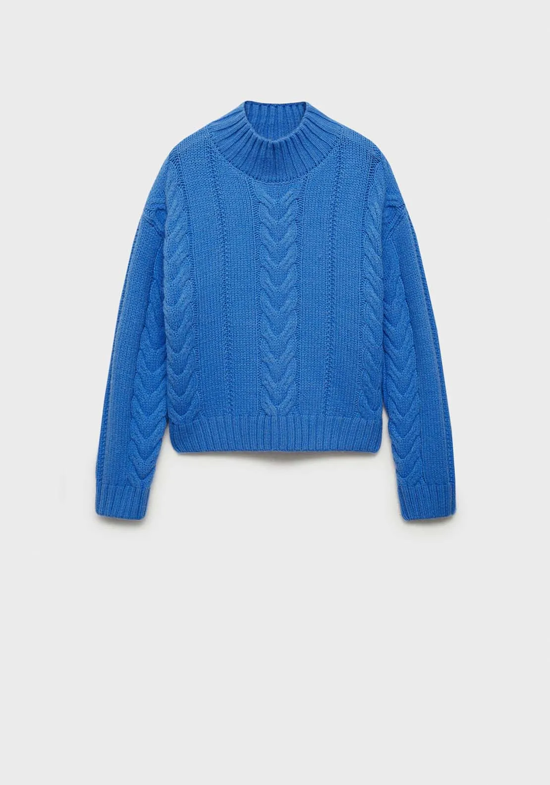 Perkins-neck braided sweater - Bright Blue