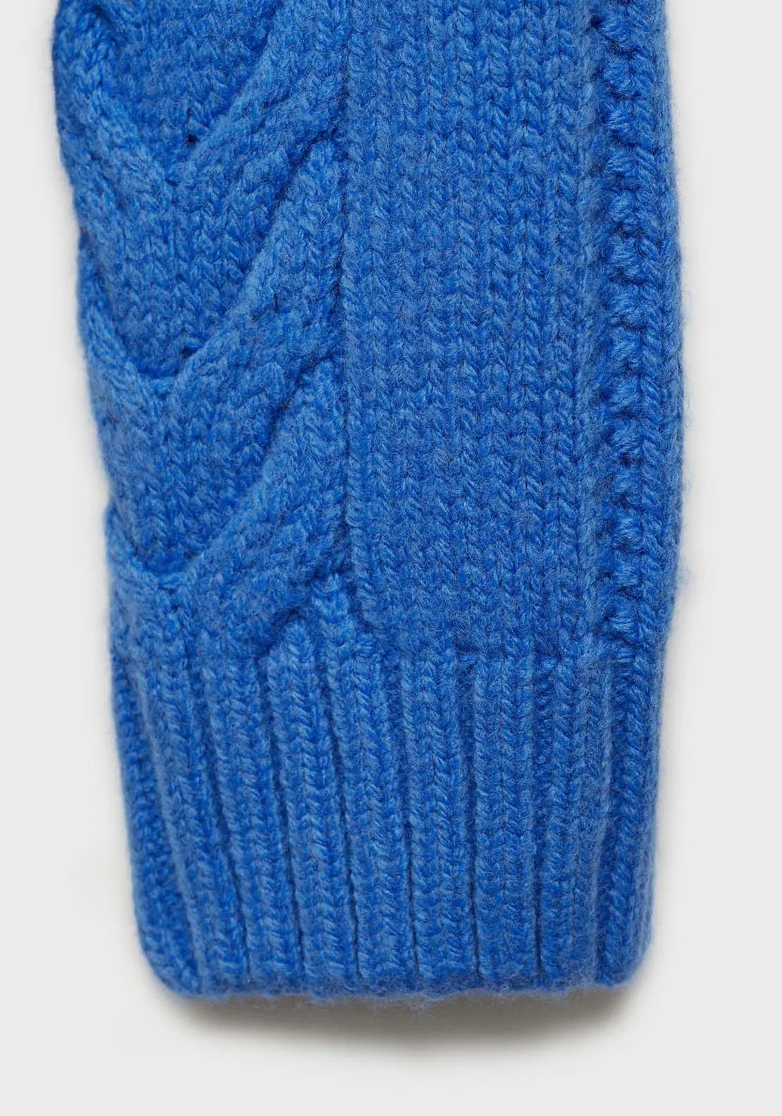 Perkins-neck braided sweater - Bright Blue