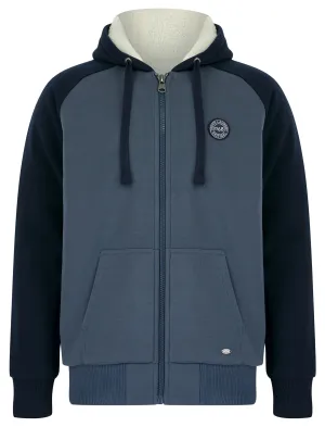 Petersburg Chunky Zip Through Borg Lined Fleece Hoodie in Vintage Indigo Marl - Tokyo Laundry