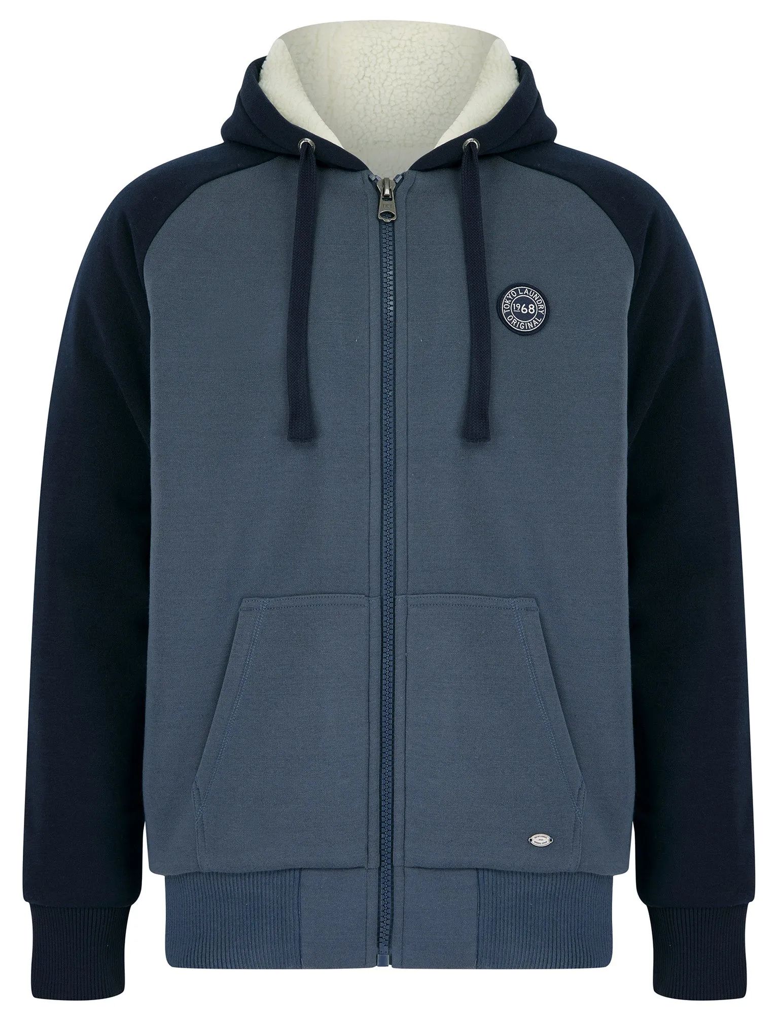 Petersburg Chunky Zip Through Borg Lined Fleece Hoodie in Vintage Indigo Marl - Tokyo Laundry