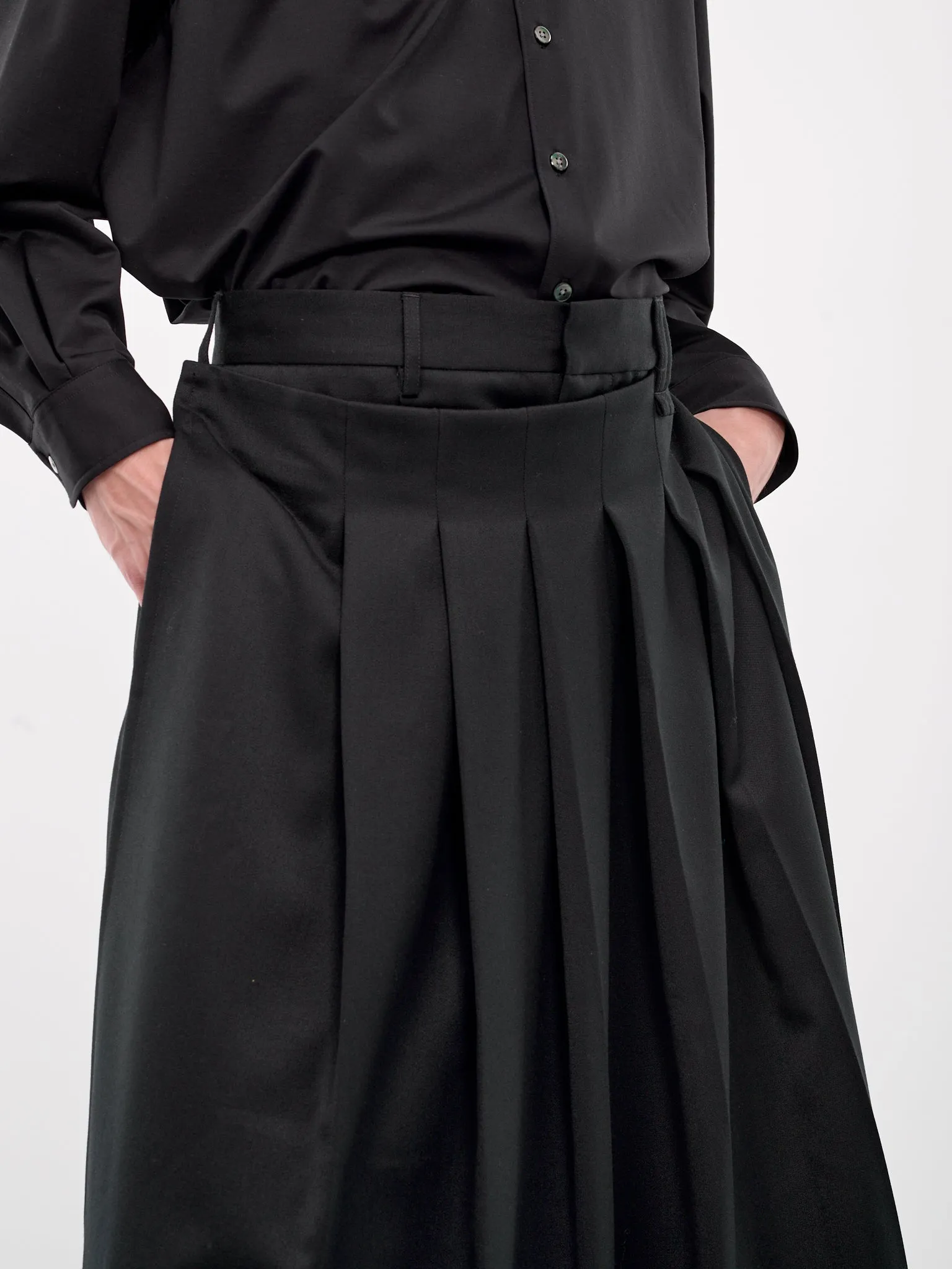 Pleated Apron Overlay Trousers (4124-0458-BLACK)