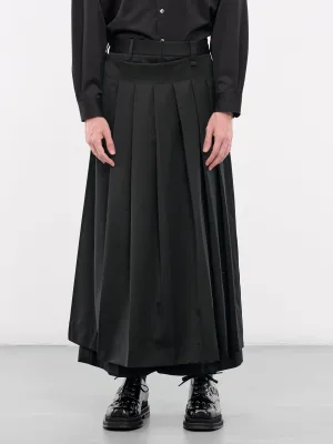 Pleated Apron Overlay Trousers (4124-0458-BLACK)