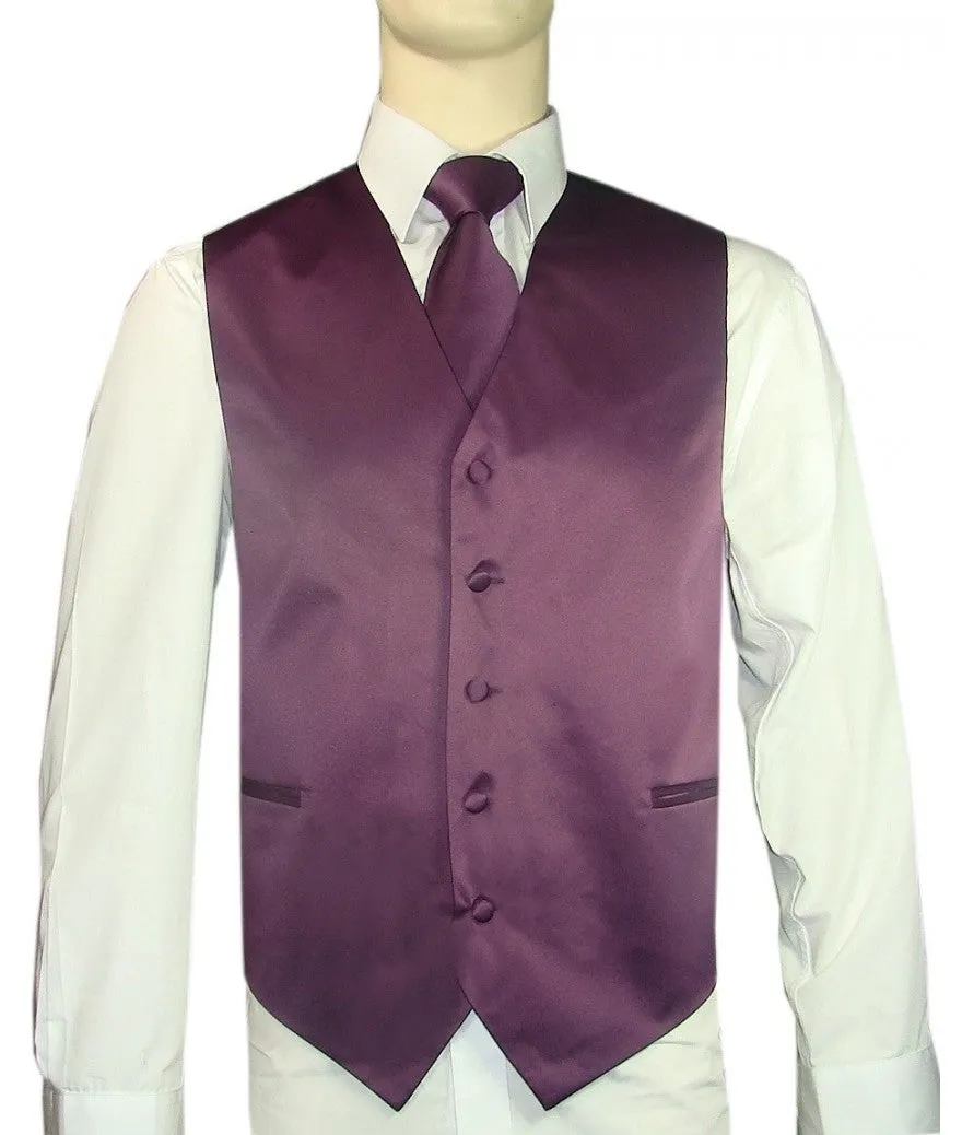 Plum Vest and Tie Set