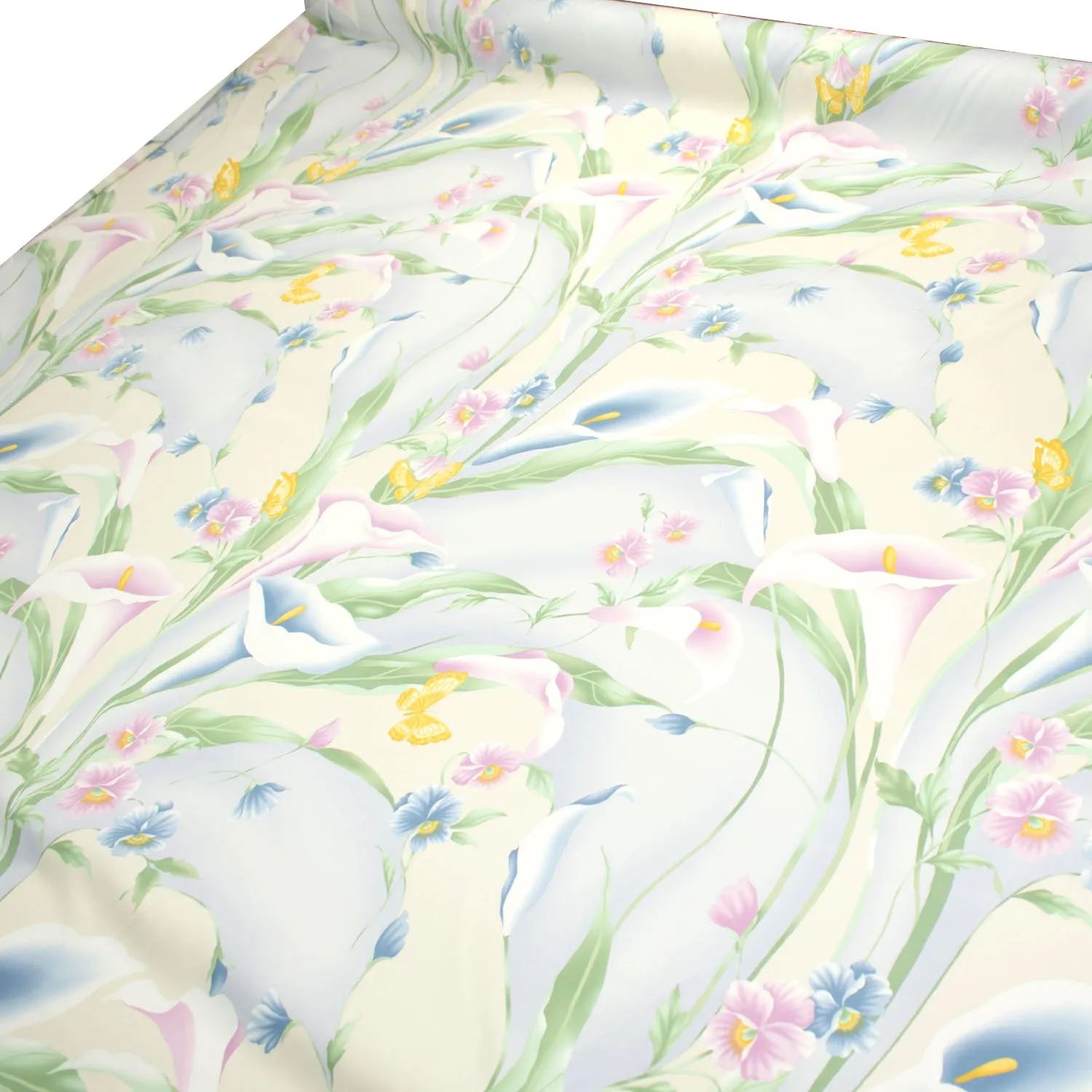 Printed Lining Design-18 Baby Pink & Blue Tulip on Cream