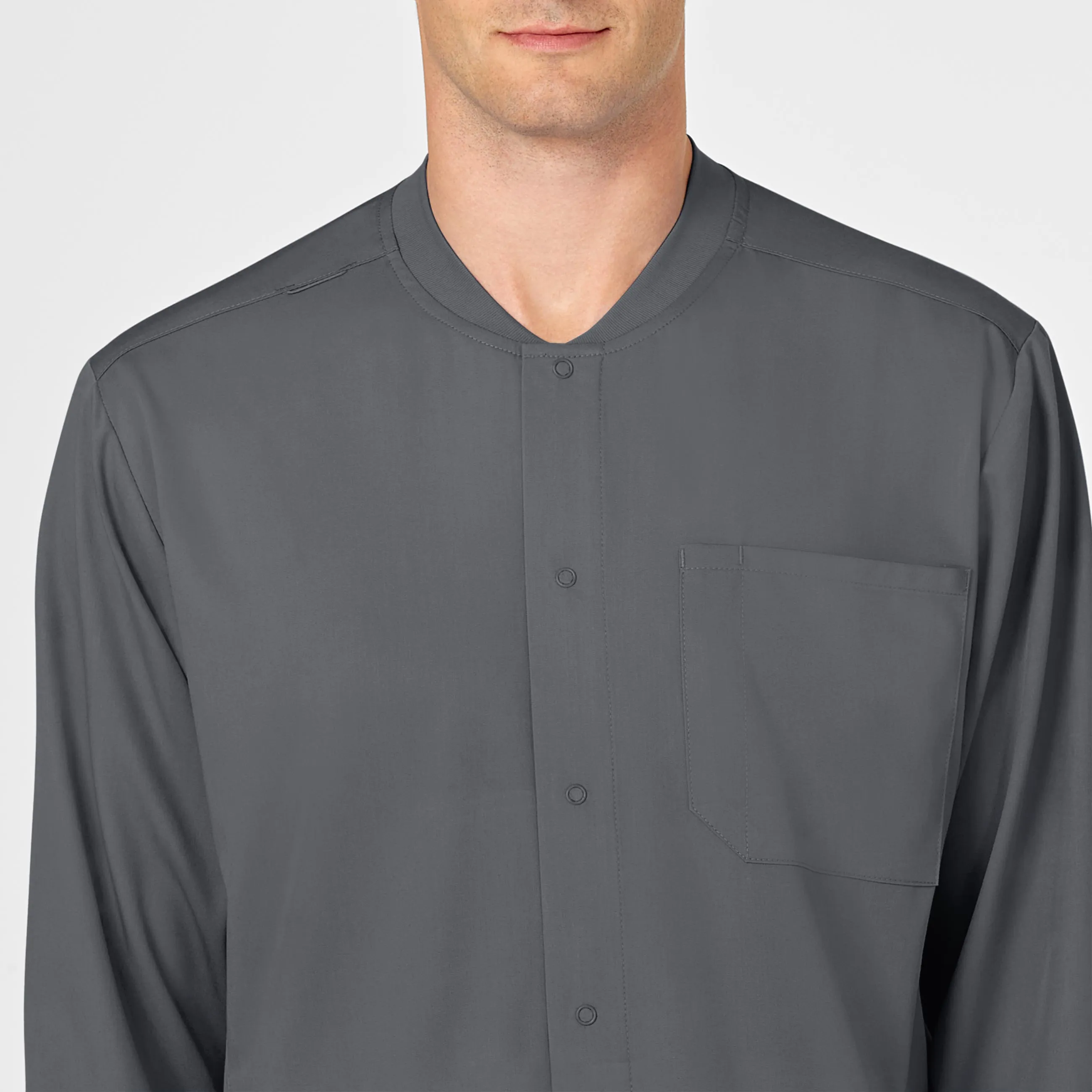 PRO Men's Snap Front Scrub Jacket - Pewter