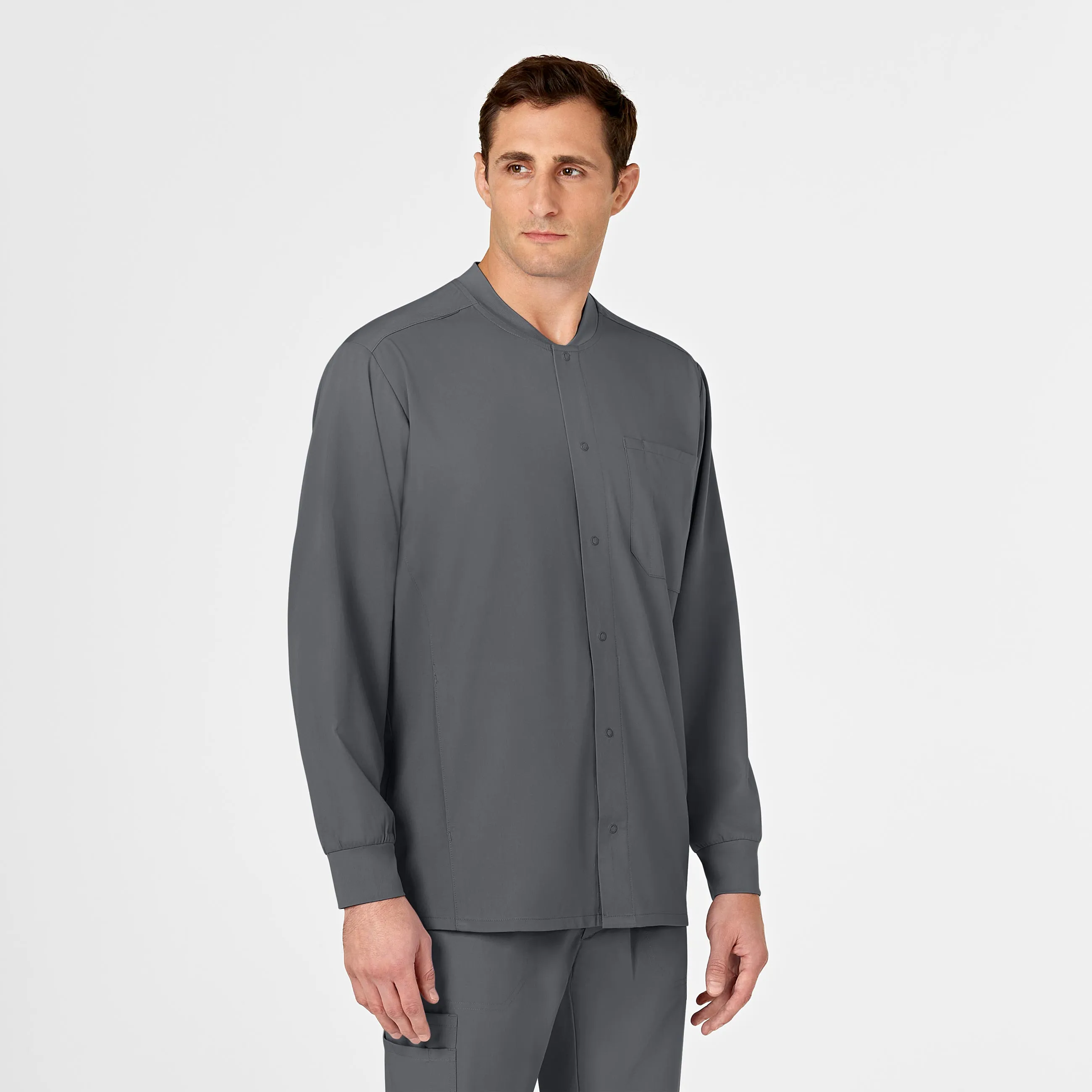 PRO Men's Snap Front Scrub Jacket - Pewter