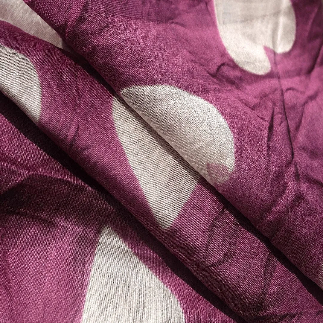 Purple Tie Dye Silk Chanderi Fabric