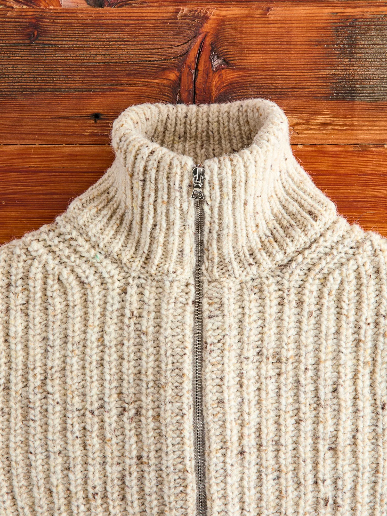 "Loose Ends" Wool Knit Cardigan in Biscuit