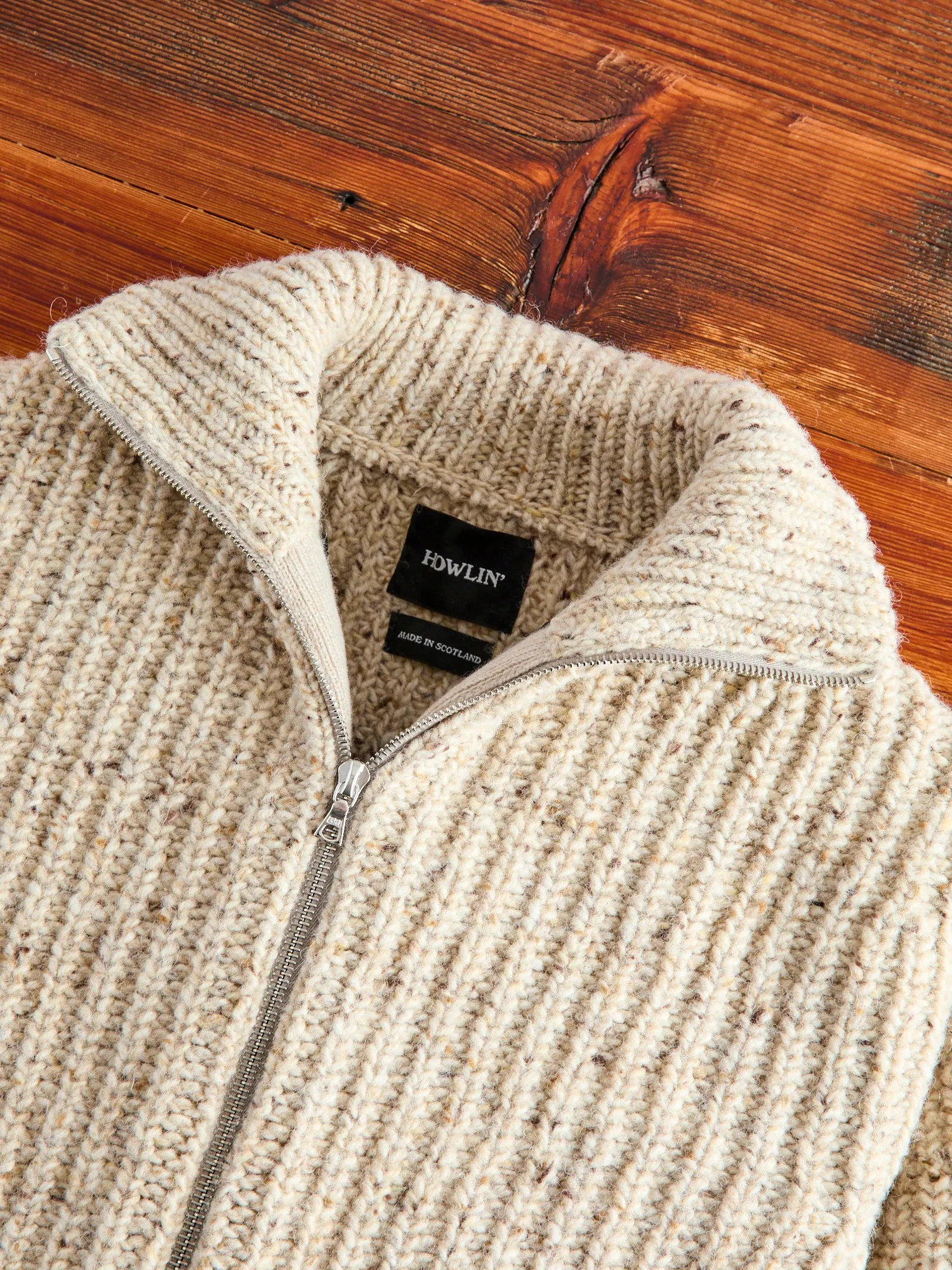 "Loose Ends" Wool Knit Cardigan in Biscuit