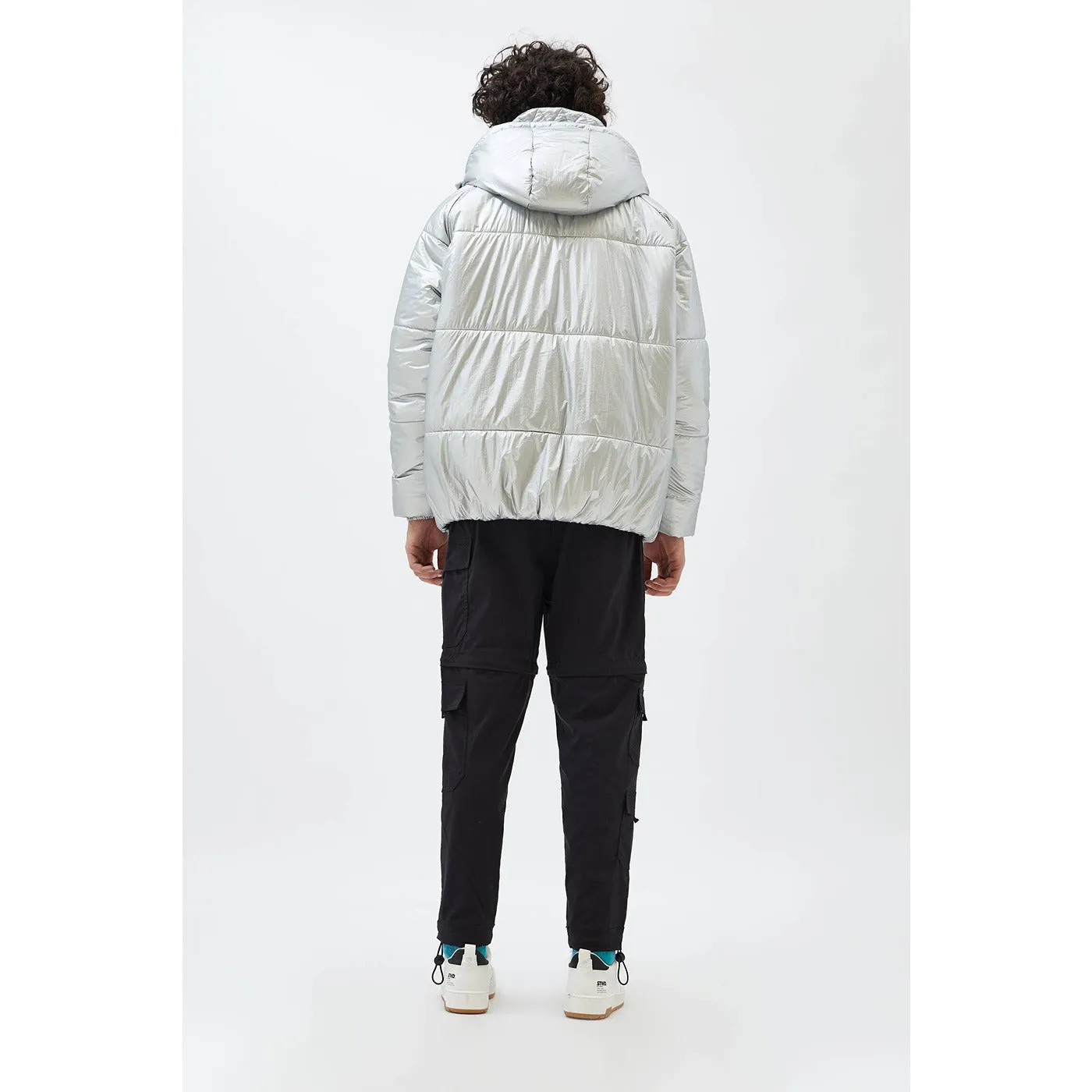 Silver Shinny Reflective Hooded Jacket