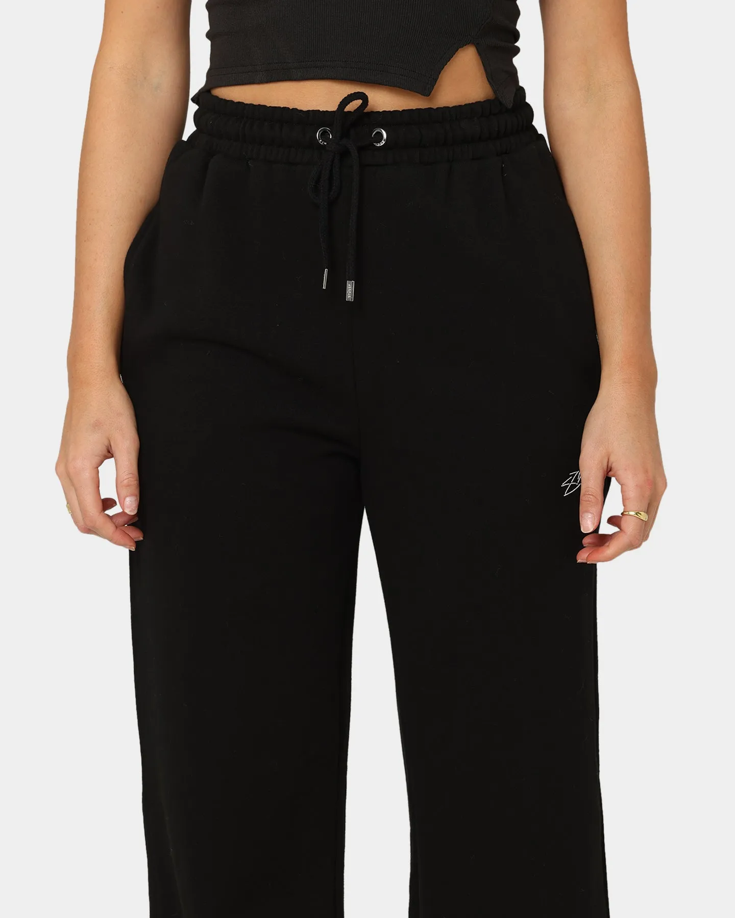 Stussy Women's Shadow Script Wide Track Pants Black