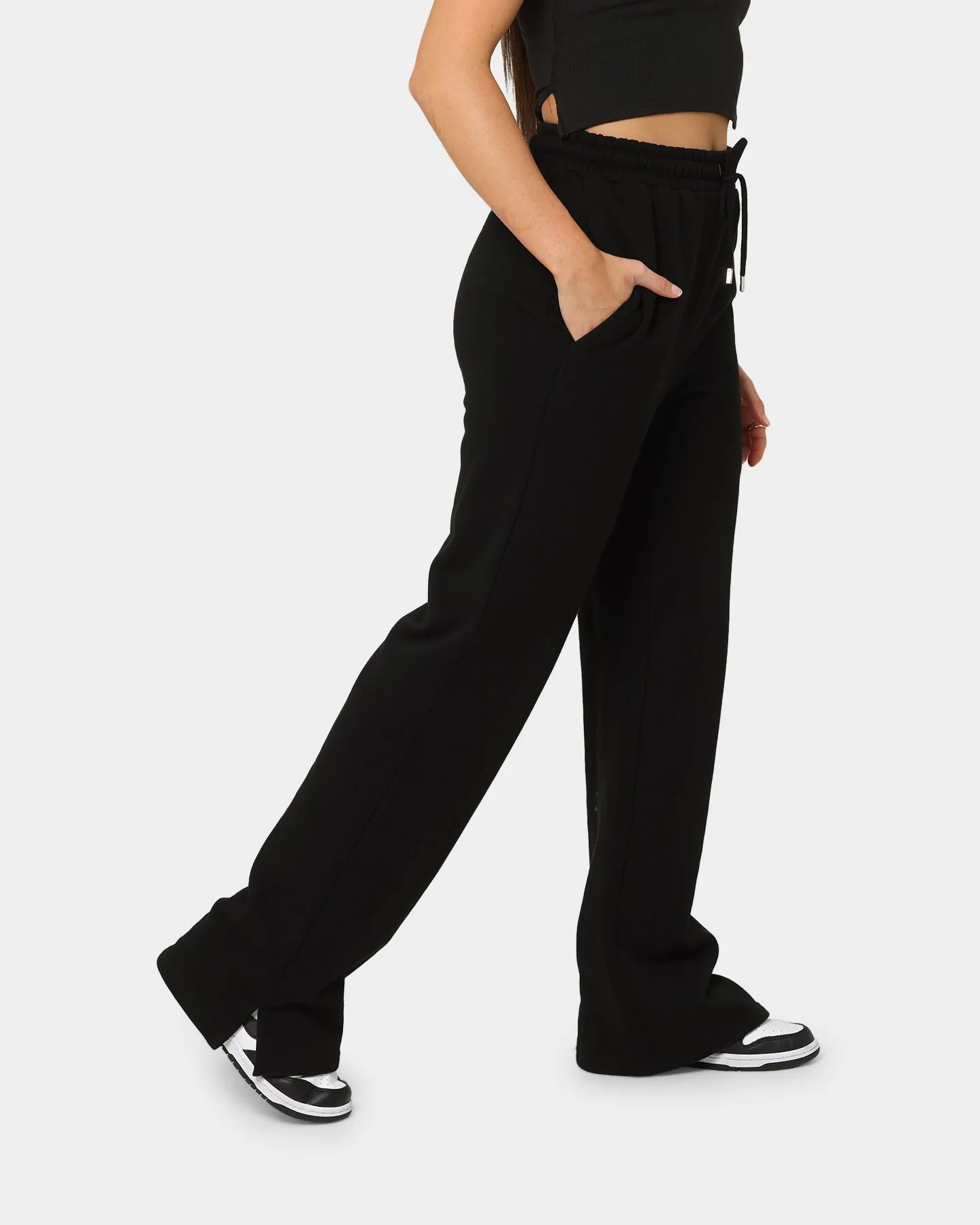 Stussy Women's Shadow Script Wide Track Pants Black