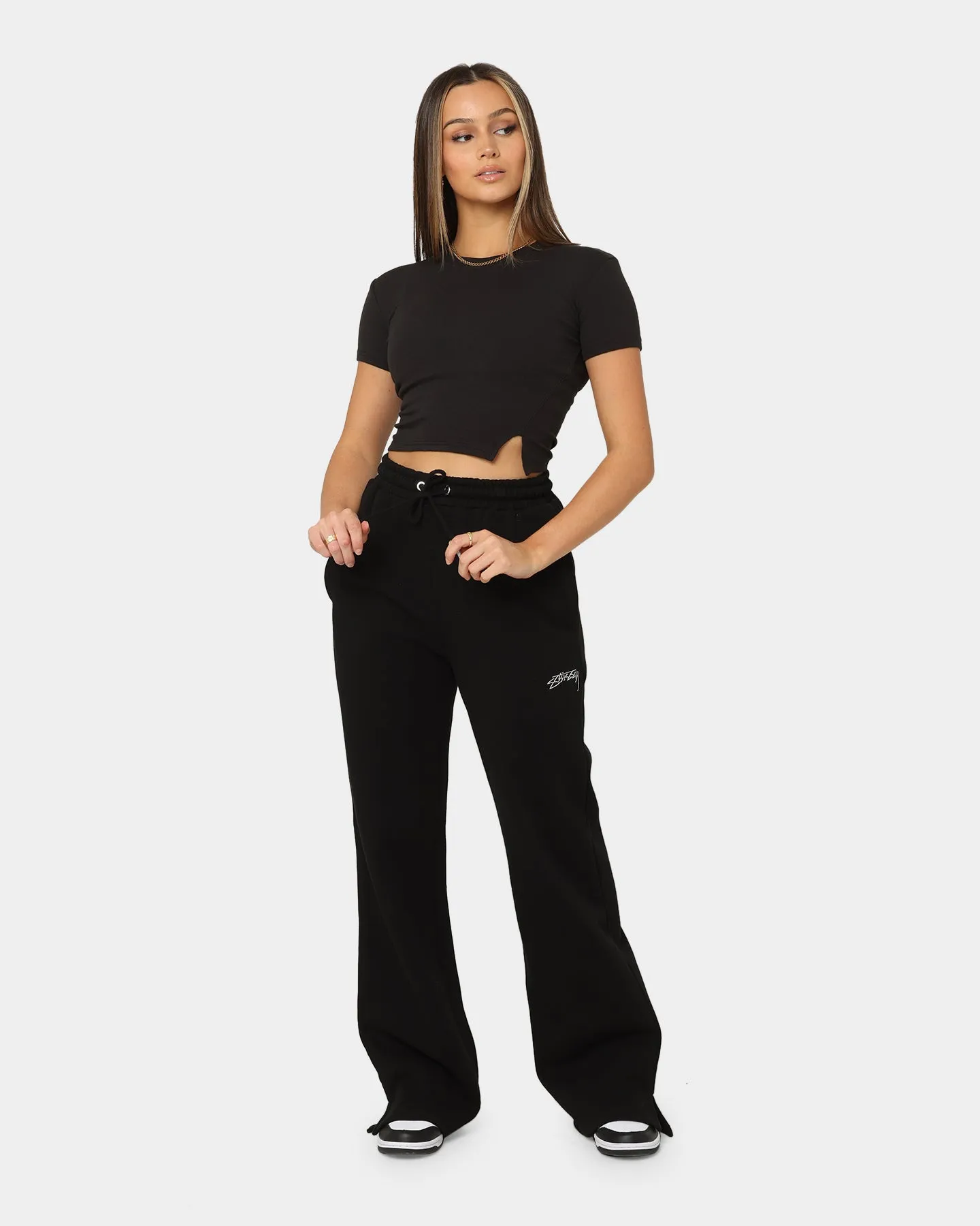 Stussy Women's Shadow Script Wide Track Pants Black