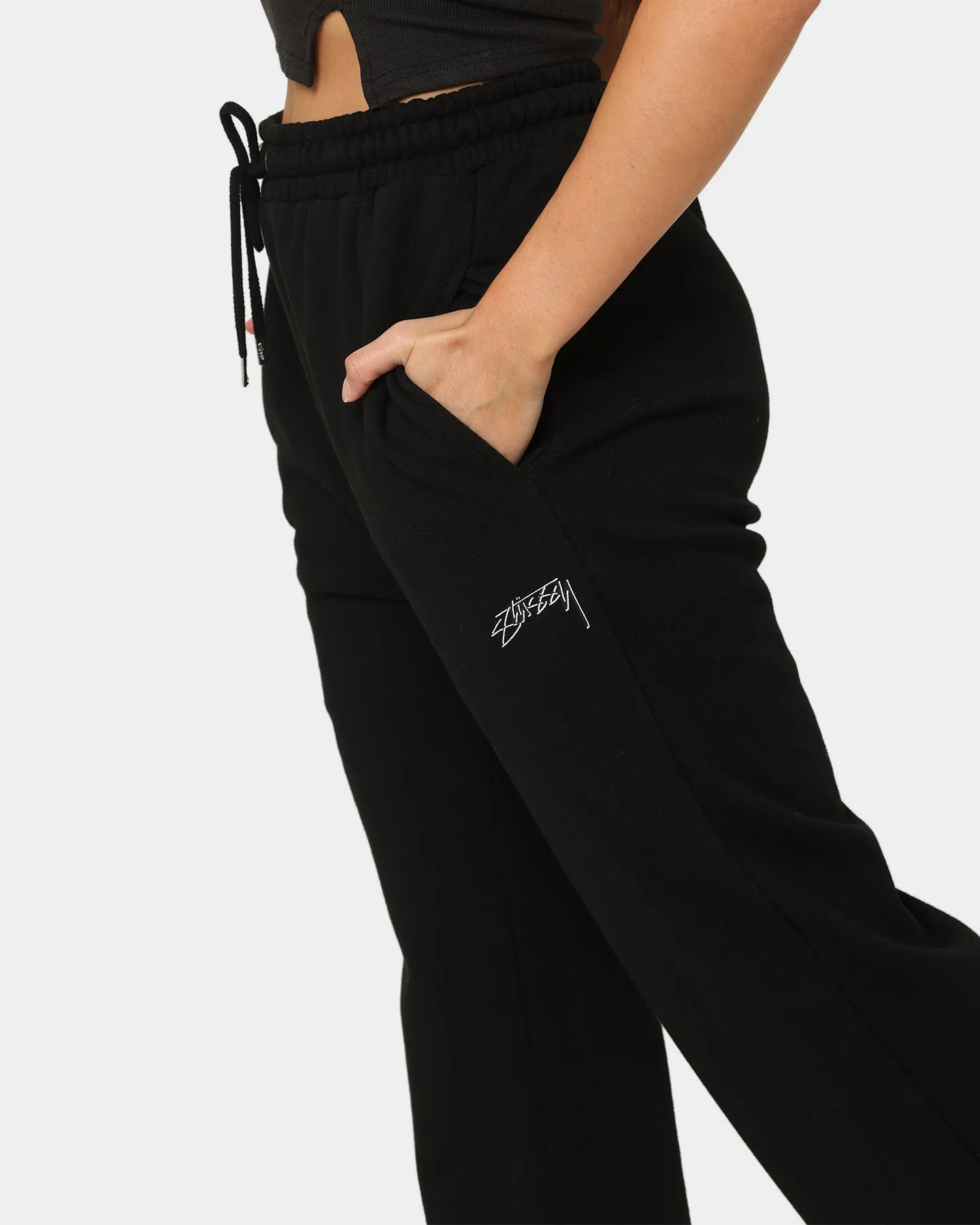 Stussy Women's Shadow Script Wide Track Pants Black