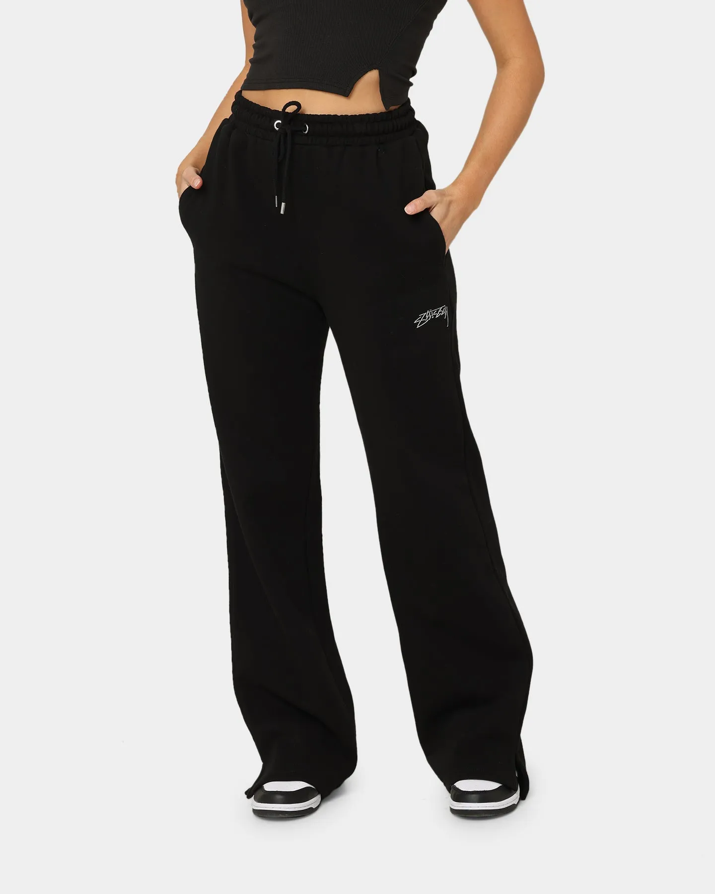 Stussy Women's Shadow Script Wide Track Pants Black