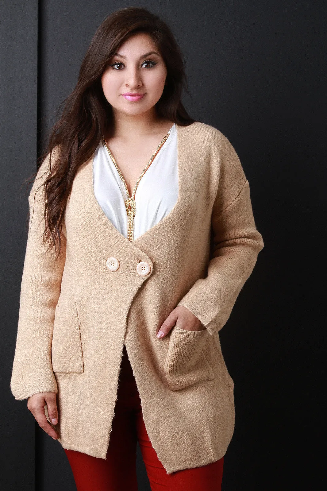 Thick Knit Two Button Coat