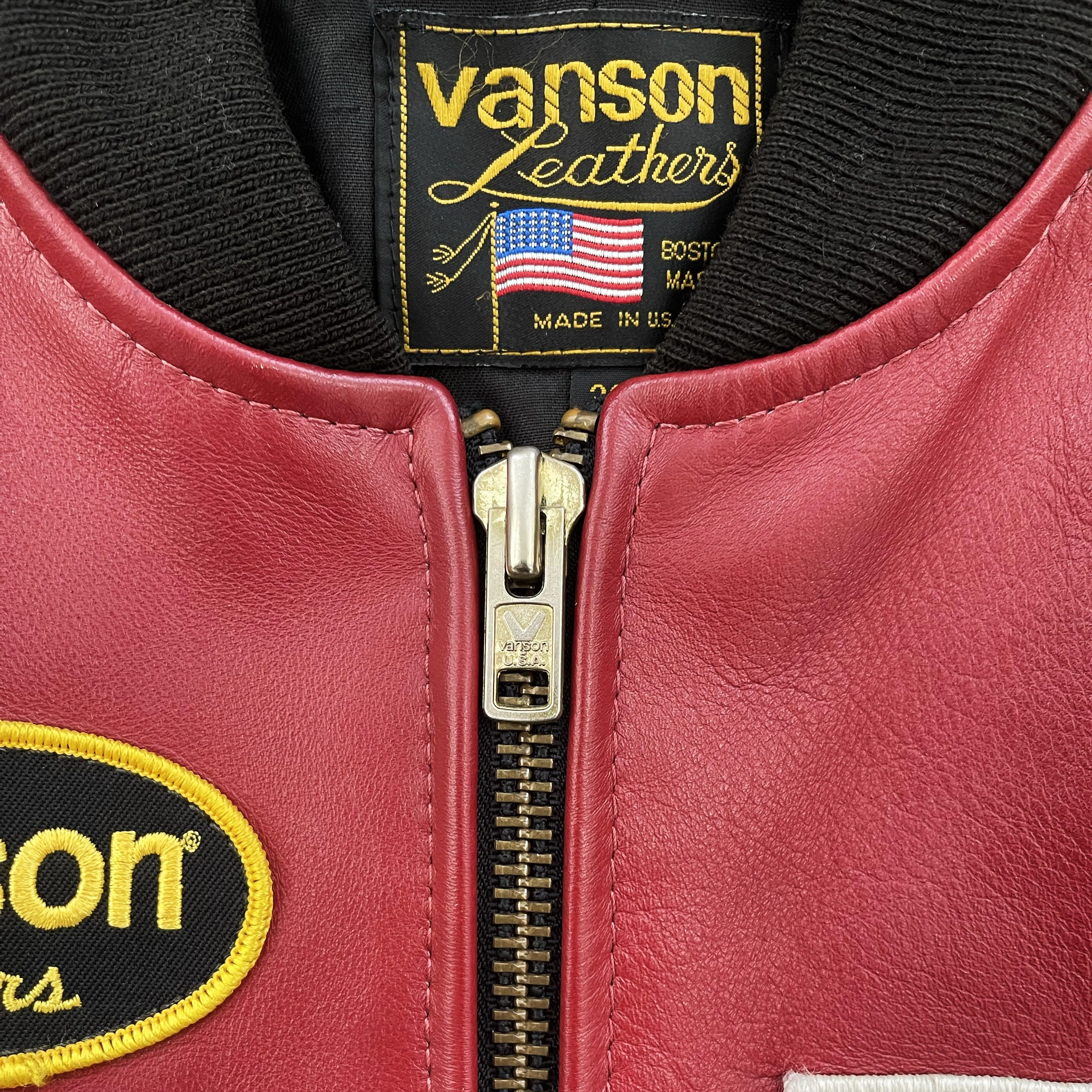 Vanson Leathers Race Team Leather Bomber Jacket - S