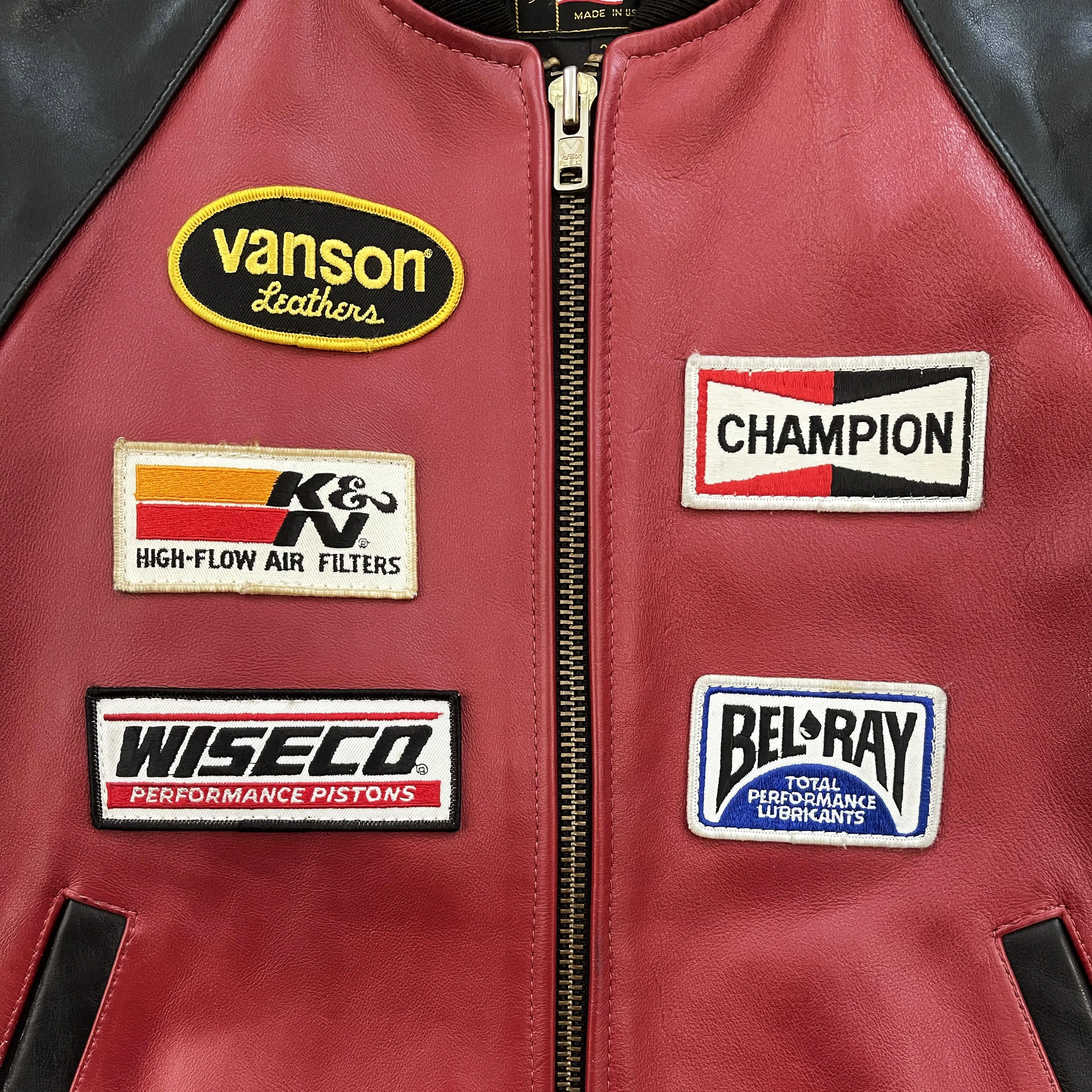 Vanson Leathers Race Team Leather Bomber Jacket - S