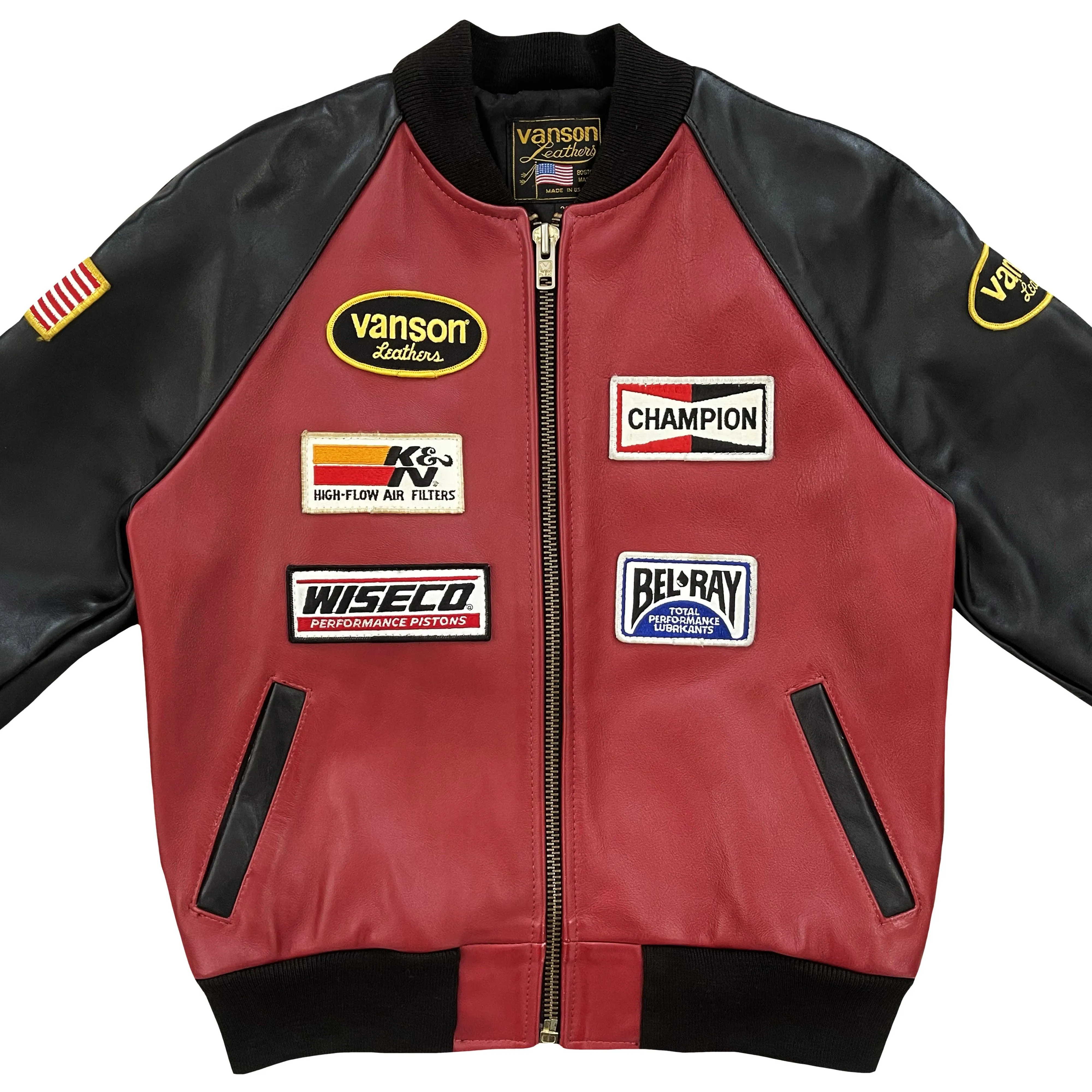 Vanson Leathers Race Team Leather Bomber Jacket - S