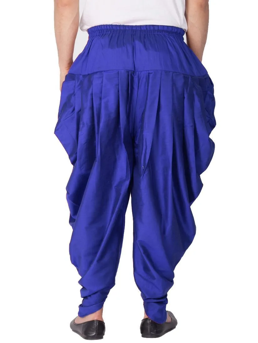 VASTRAMAY Men's Blue Cotton Silk Blend Dhoti