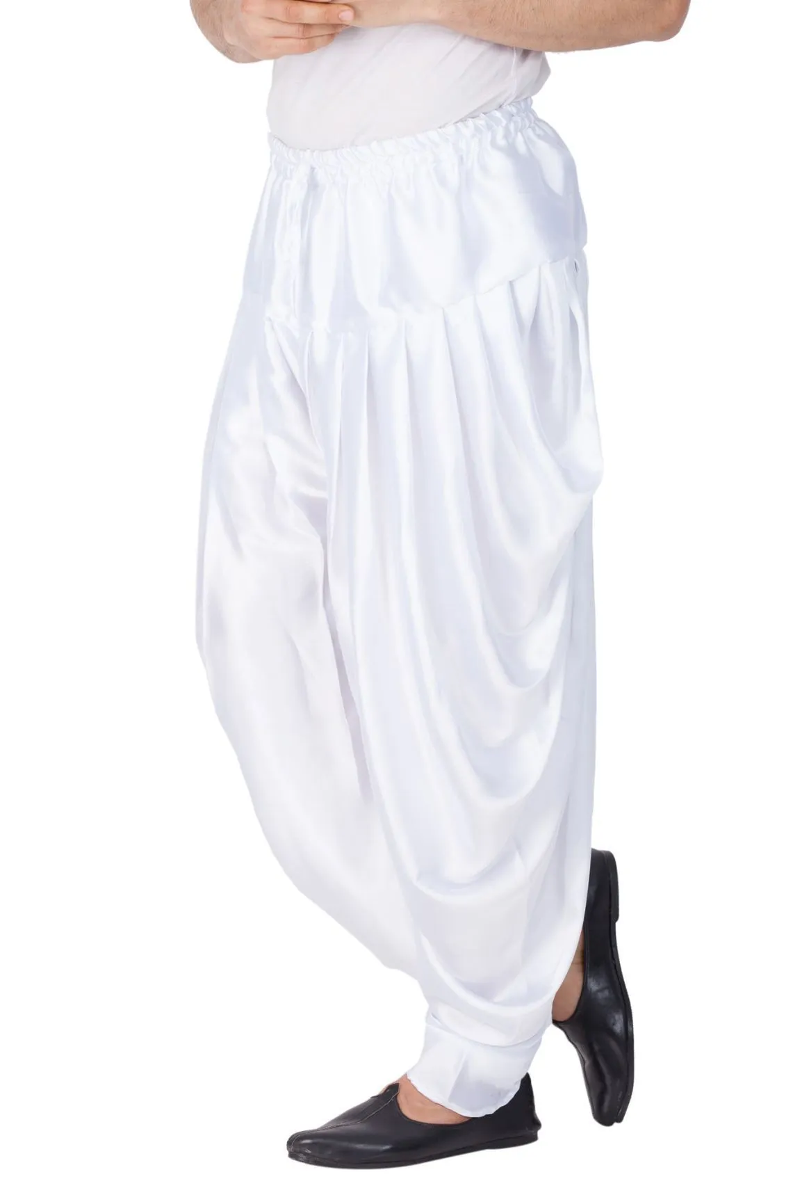 VASTRAMAY Men's White Satin Dhoti