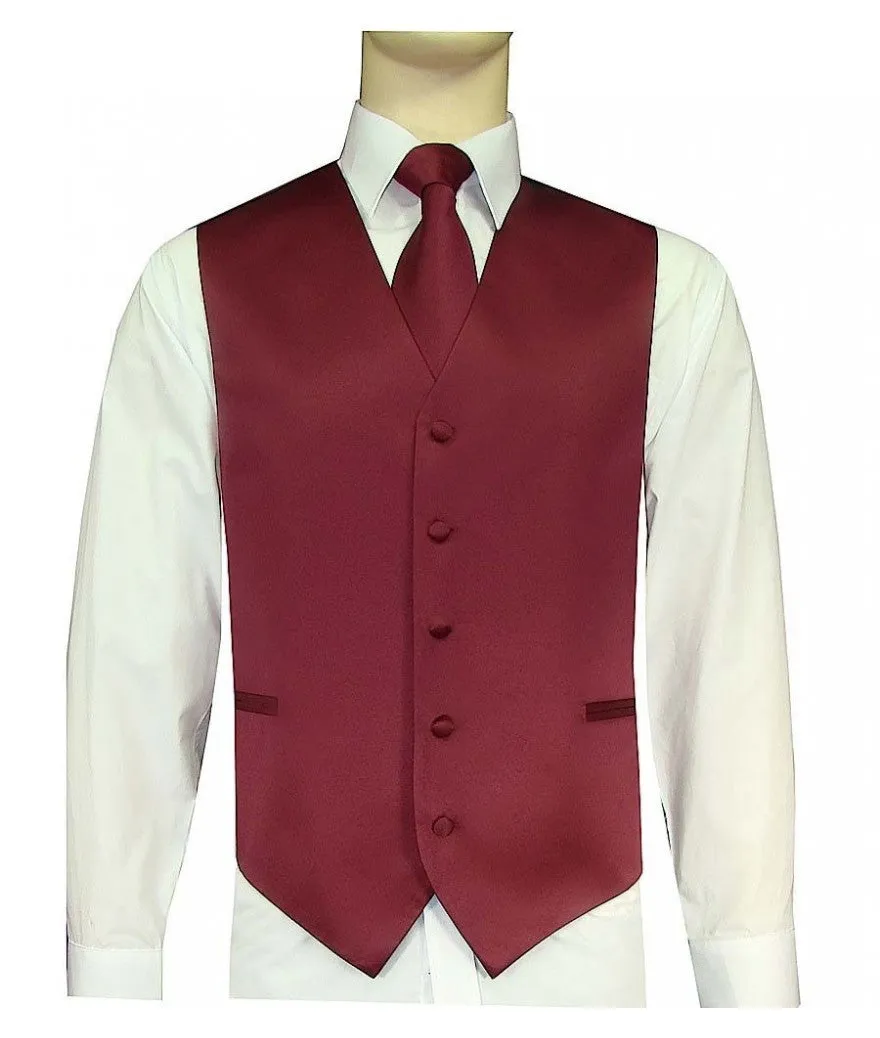 Wine Burgundy Vest and Tie Set