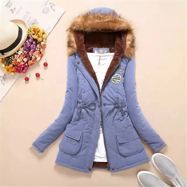 Winter women coat 2017 Women's Parka Casual Outwear Military Hooded fur Coat Down Jackets Winter Coat for Female CC001