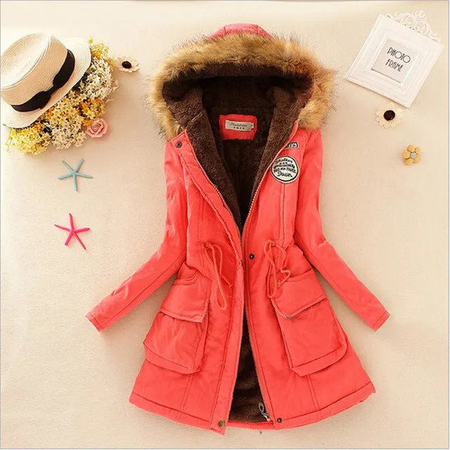 Winter women coat 2017 Women's Parka Casual Outwear Military Hooded fur Coat Down Jackets Winter Coat for Female CC001