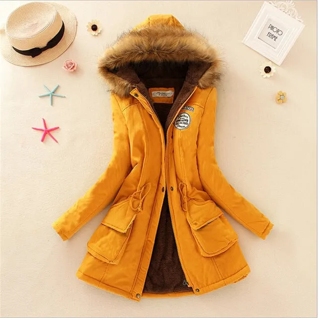 Winter women coat 2017 Women's Parka Casual Outwear Military Hooded fur Coat Down Jackets Winter Coat for Female CC001