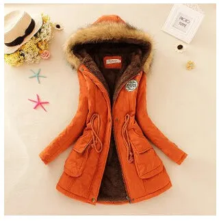 Winter women coat 2017 Women's Parka Casual Outwear Military Hooded fur Coat Down Jackets Winter Coat for Female CC001