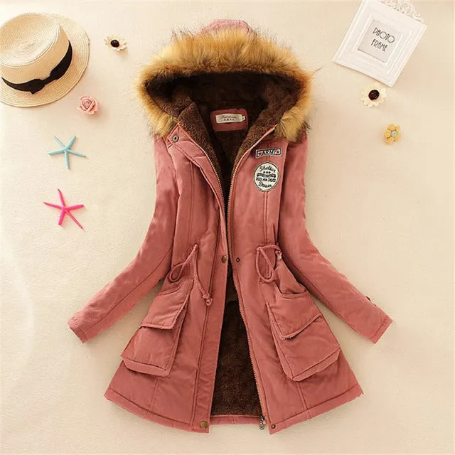 Winter women coat 2017 Women's Parka Casual Outwear Military Hooded fur Coat Down Jackets Winter Coat for Female CC001